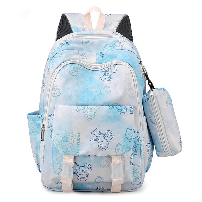 

New backpack female primary and secondary school students schoolbag large capacity fashion commuter computer backpack leisure travel bag синій