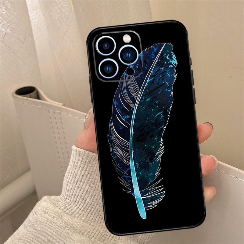 Feather Phone Case For iPhone 16 15 14 13 11 12 17 Pro Max mini 15 16 Plus 16e 17 Air Cover Coque