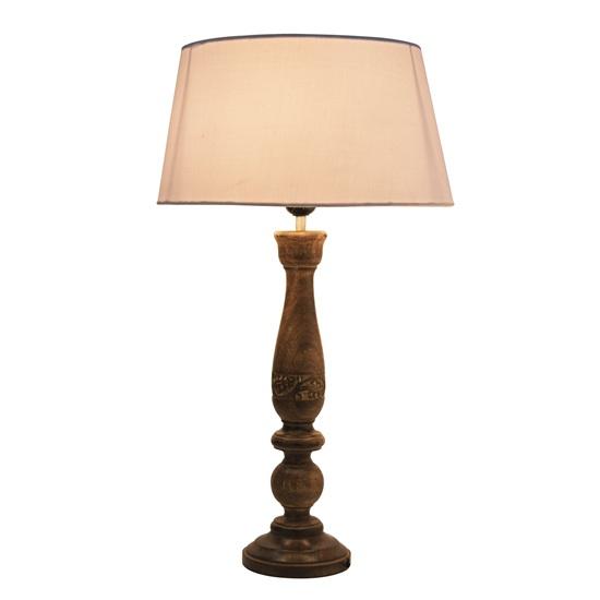 58 Cm Floral Carved Black Wood Table Lamp with White Drum Shade Bedroom, Dining Room, Hotel Room, Living Room, Office Bulb Not Included