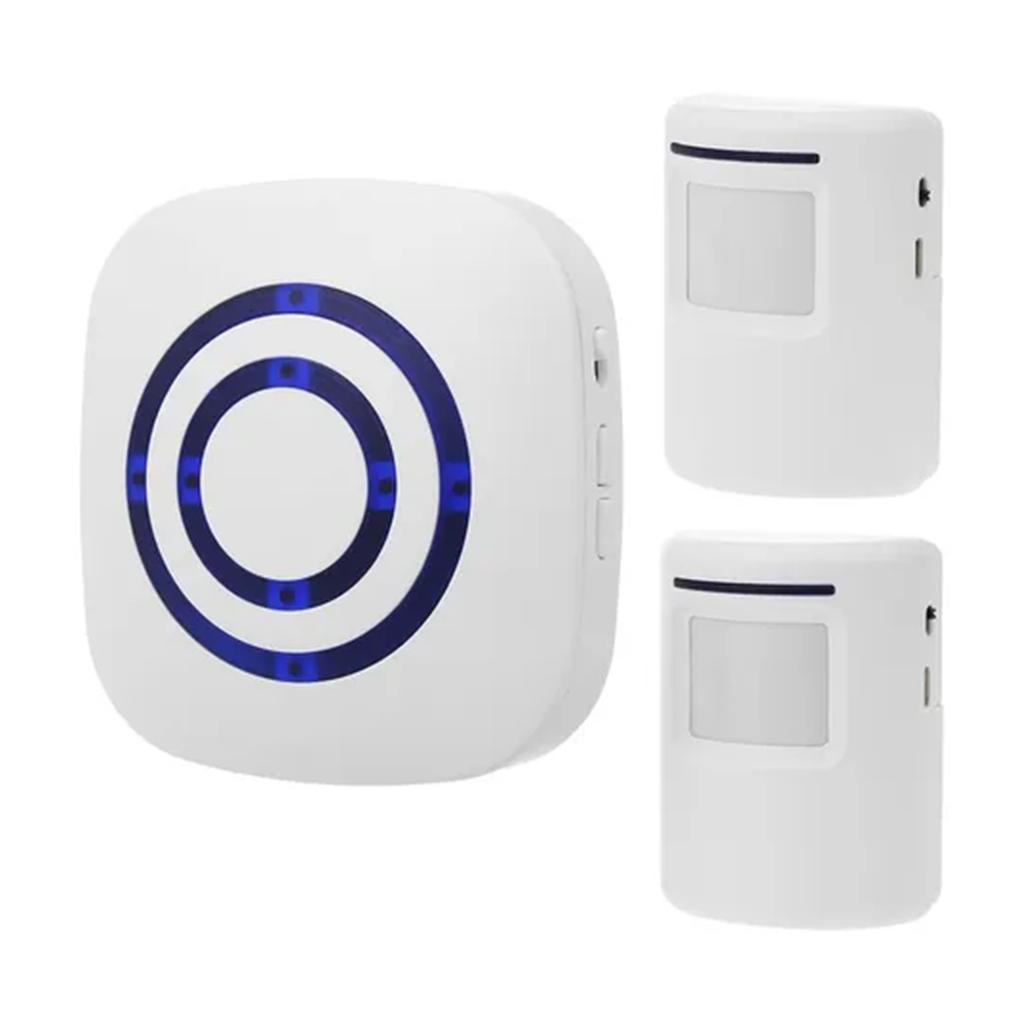 Smart Motion Sensor Alarm Wireless Doorbell Plug in Door Bell Home Security Infrared Detector Alert Kits with 2 PIR