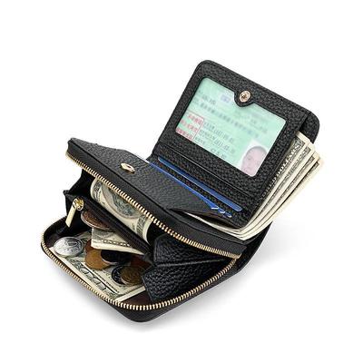 Жіночий портмоне з натуральної шкіри RFID проти крадіжки - модний суцільний кольоровий гаманець із коров’ячої шкіри на блискавці