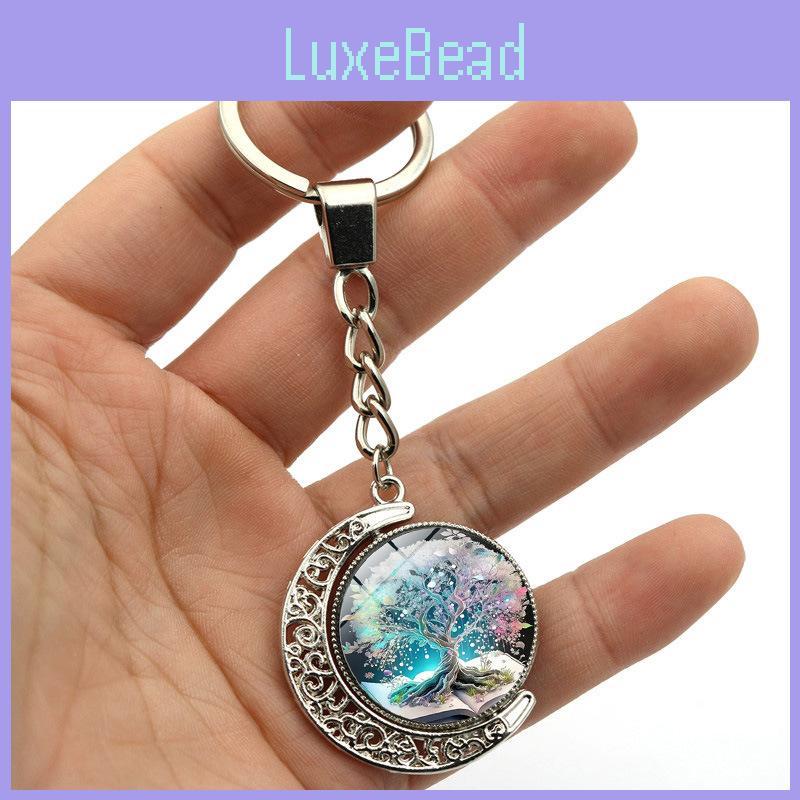Wzór Drzewa Życia Dwustronny Obrotowy Wisiorek Księżyca Brelok Metalowy Brelok Kreatywny Mały Prezent Stop Cynku