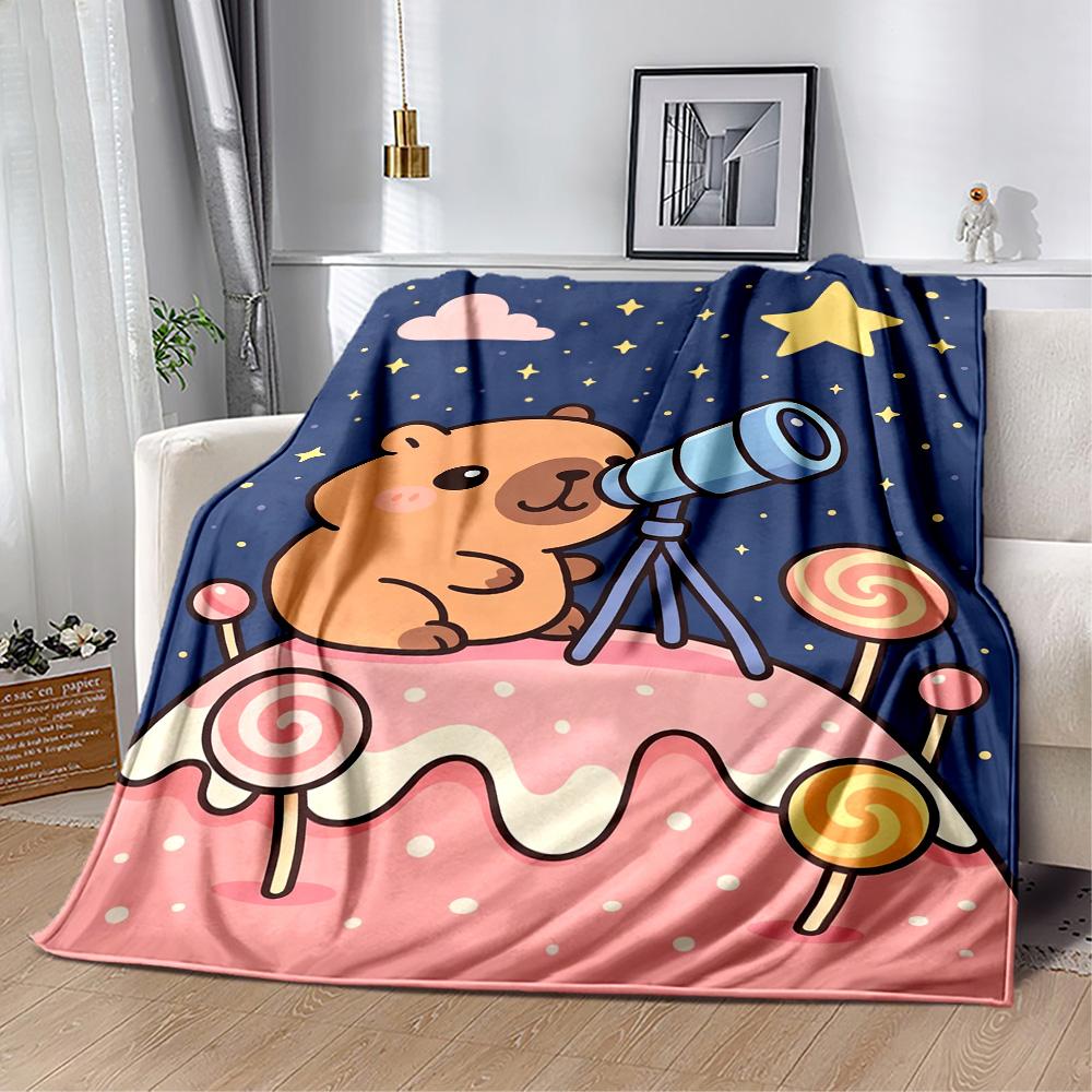 1pc Cute Bear Watching Stars Blanket Comfortable Soft Lightweight All Season Multi Purpose Blanket Travel Camping Picnics Sofa Office bedroom Friends