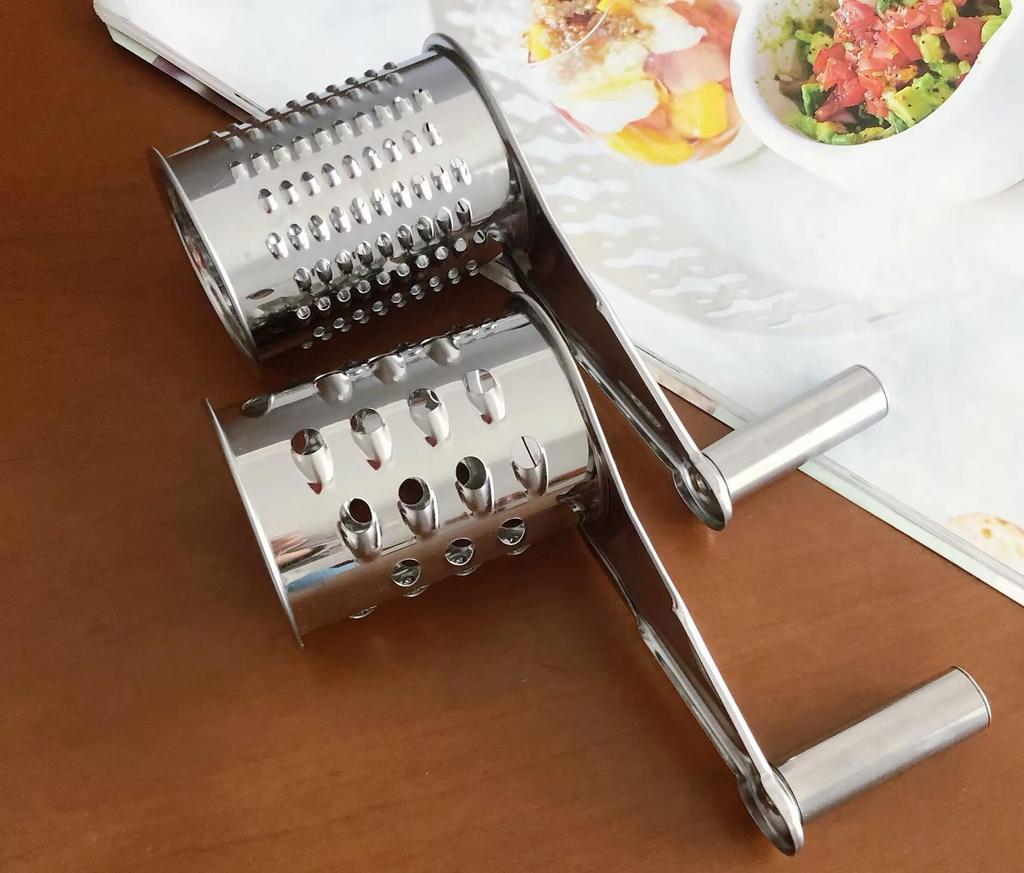 Stainless Steel Hand-Crank Rotary Cheese Grater for Kitchen Use