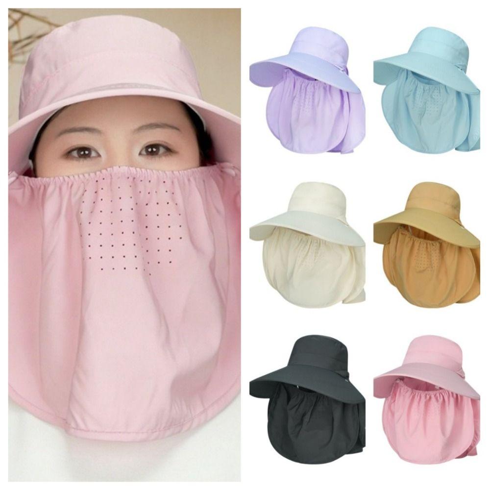 Adjustable Sunshade Shawl Cap Face Cover Neck Protection Cap Portable Picking Tea Hat Travel