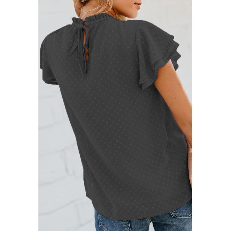 Summer new jacquard chiffon shirt for women, loose fit, round neck, pullover, short sleeve T-shirt