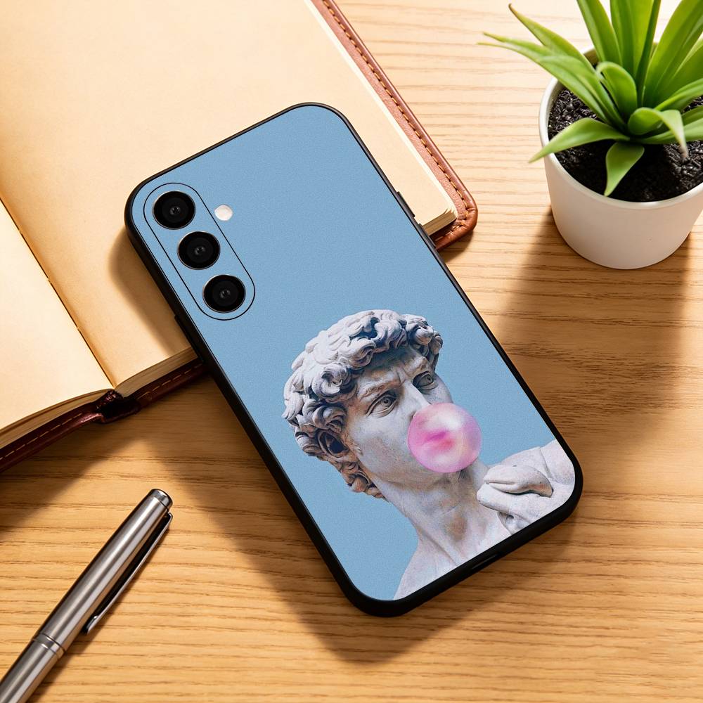 Aesthetic Funny David Mona Lisa-a Phone Case For Samsung Galaxy A73,A72,A71,A70,A53,A52,A51,Soft Silicone Black Cover