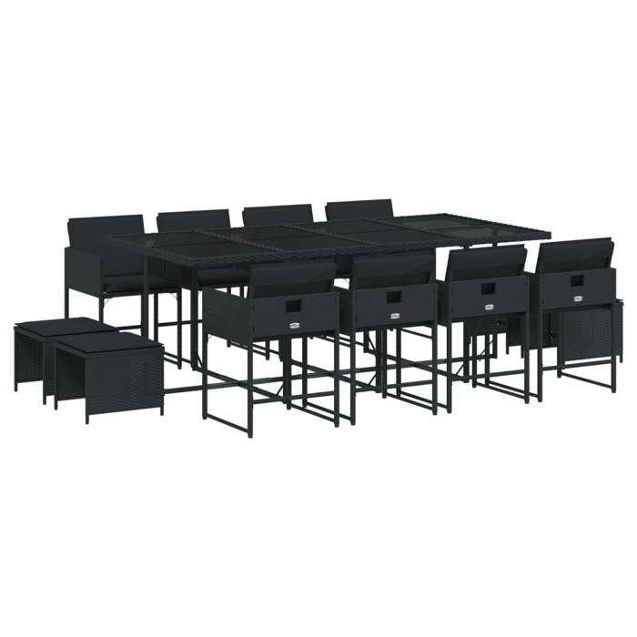 VidaXL Ensemble à Manger de Jardin avec Coussins 13 pcs, Table et Chaises à Dossier Rabattable, Meubles d'Extérieur Patio 3211339