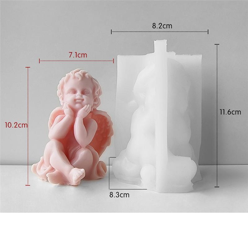 M-Modern-Söt Vingad Pojke Abstrakt Form Hantverk Doftljus Vaxform DIY Gips Ljusgjutning, A