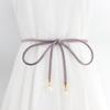 Women'S Pearl Flannel Knotted Thin Belt Dress With Simple Decoration Women'S Pearl Pendant Waist Chain