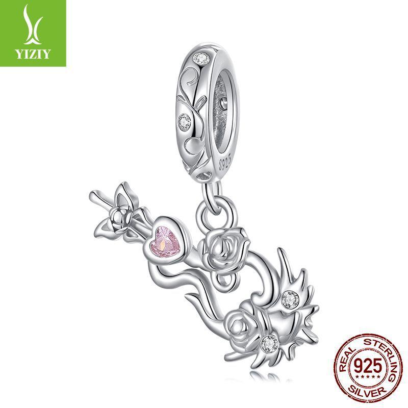 S925 Silver Spring Series Flower Violin Pendant Wind Personality Diy Bracelet Beaded Accessories