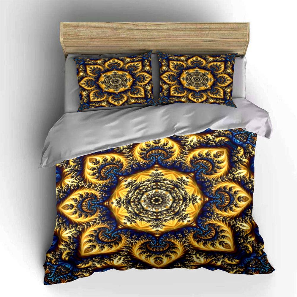 Golden Fractal Elegance. Bedding Sets Duvet Covers Pillowcases(1* Duvet Cover 2* Pillowcases Without Duvet Insert)