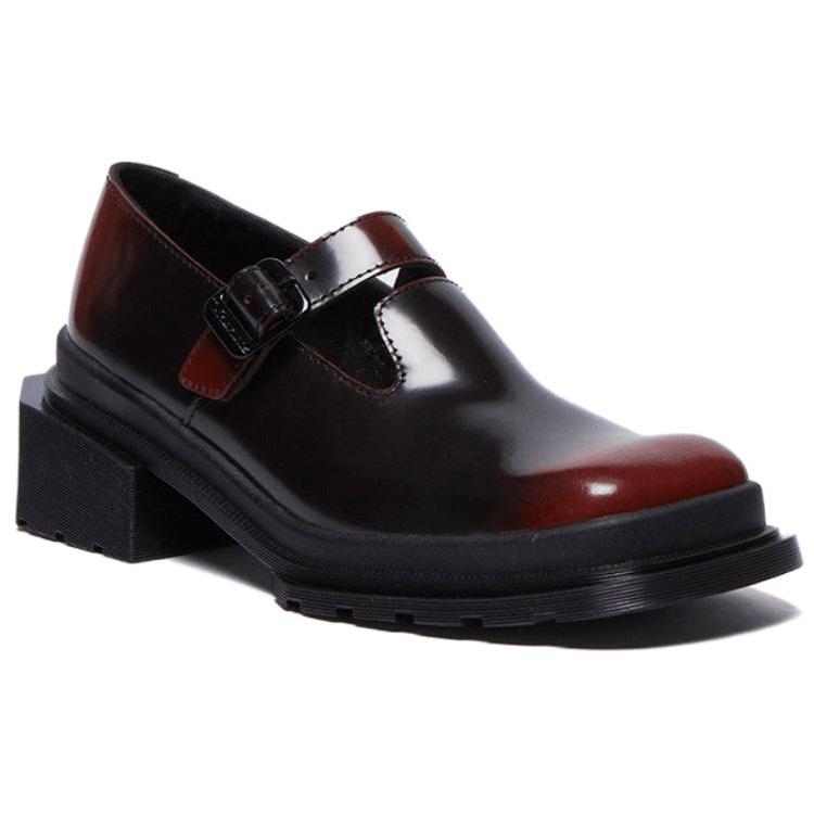 Dr. Martens Leather Fashionable Elegant Chunky Heel Mary Jane Shoes 1.5cm Women shoes Black Red 32077770