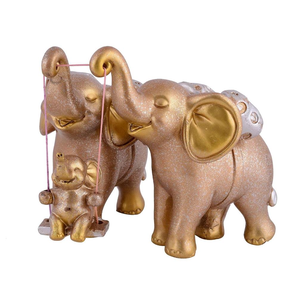 Resin Elephant Showpiece, For Home Decoration Item, Table Décor, Brown, Golden