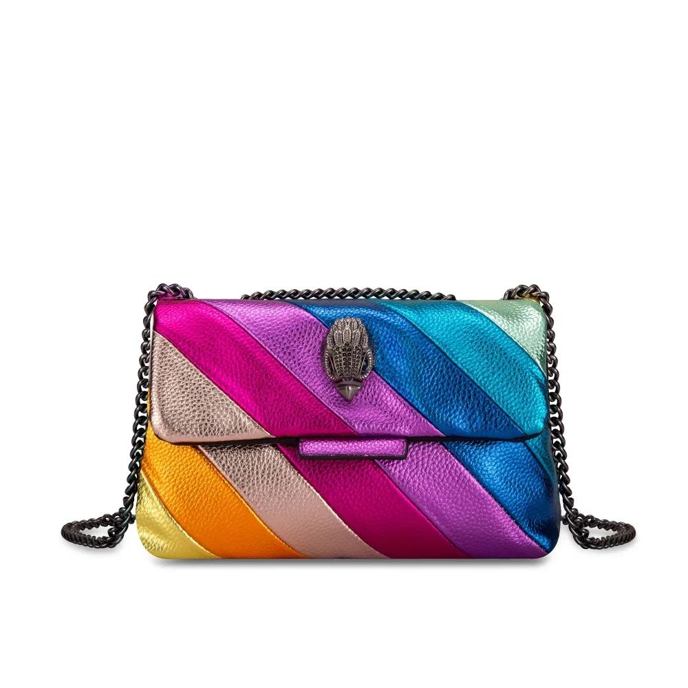 Colorful Patchwork Bag for Women  Eagle Bags  Patchwork Icon  Metal Logo On Front Flap  Articulated Bag