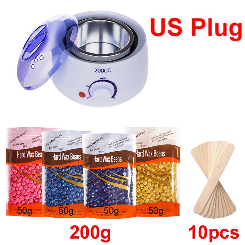 200ML Wax Heater For Hair Removal Hands Feet Depilatory Wax Melting Machine Warmer Dipping Pot Kit / 200g Hard Wax Beans