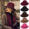 With Belt Buckle Felt Fedora Hats Vintage Cowboy Cap Fashion Panama Cap  for Men Women
