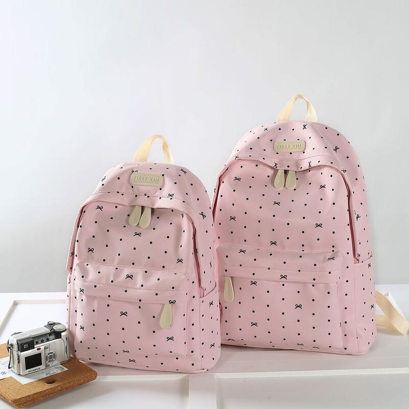OGAR Polka Dot Bow Girls  School Backpack Medium