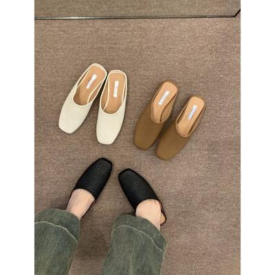 Flat Bottom Retro Woven Bag Head Half Slippers Women's Shoes Wear 2024 New Summer One-pedal Muller Shoes Sandals