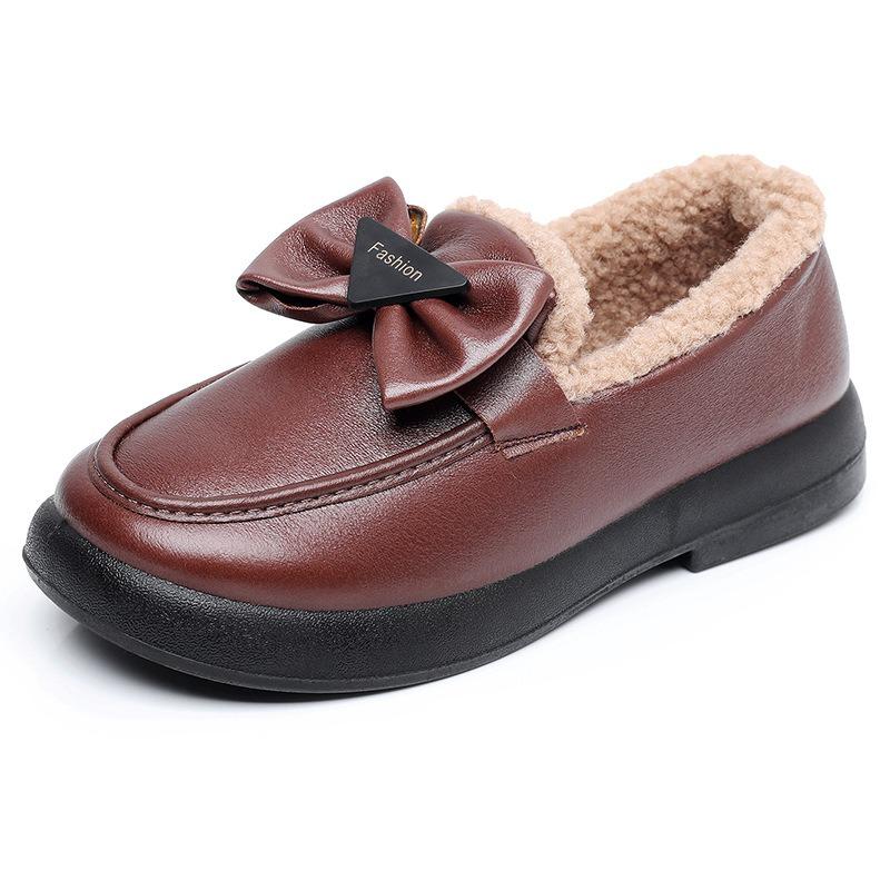 Baumwollschuhe Damen Winter Samt Ein-Pedal Verdickt Mode Mutter Baumwollstiefel Warm Schwangere Frauen Arbeit Lederstiefel