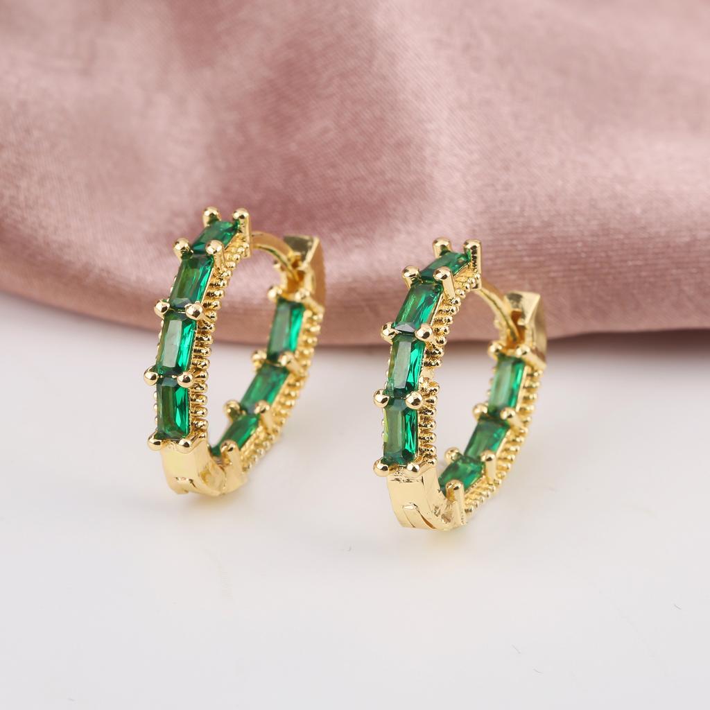 6 Color Punk Colorful Zirconia Round Drop Earrings For Women Dangle Ear Jewelry Hip Hop Gold Color Gift Accessories Dropshipping