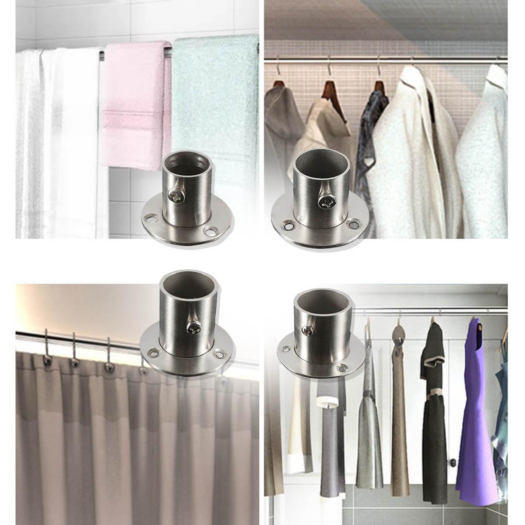 Wardrobe Bracket Rod Holder Shower Curtain Flange Heavy Duty Socket Wall Mounted Tube Closet Rods End Support for Garden