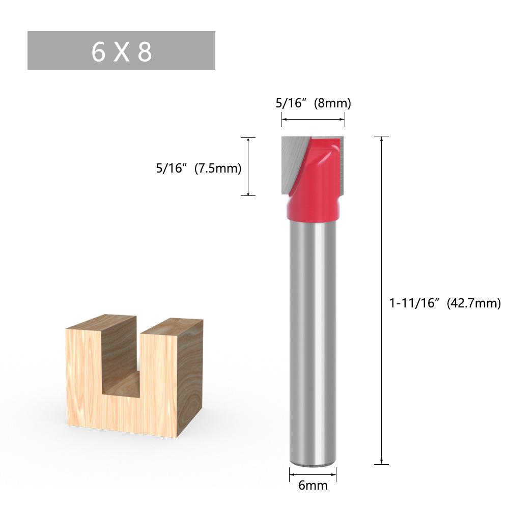 Sada frézovacích bitů z wolframové oceli s plochým dnem pro CNC router pro obrábění dřeva, 6 typů