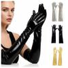 Skinny Patent Leather Gloves Solid Color Etiquette Mittens Shiny Long Gloves  Girl