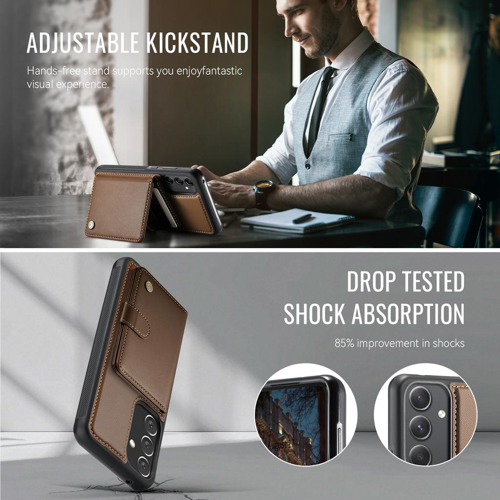 For Samsung Galaxy A54 5G Case JEEHOOD J09 RFID Blocking Card Holder Leather Back Phone Cover Magnetic Case