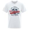 Camiseta de algodão gola redonda maskulina, topy de verão, roupas respiráveis, Los Angeles California Beach Paradise Fashion
