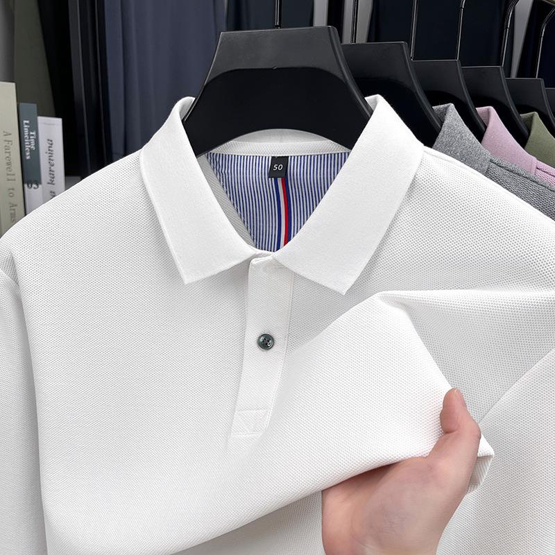 Men's Autumn 2025 Pure Cotton Pique Polo Shirt - Long Sleeve, Business Casual, Breathable