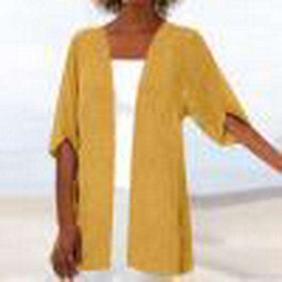 Women's Summer Cardigans Plus Size Short Sleeve Half Loose Cover Up Open Front Stretch Blouse Wrap Outwear Top