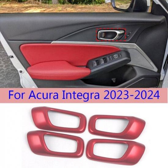 For Acura Integra 2023-25 Matte Red Console Inner Door Handle Frame Cover Panel