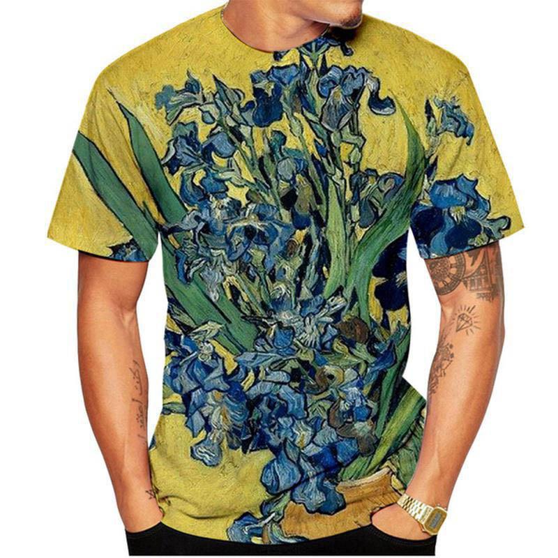 Van Gogh Umelecké Tričká Kvetinové Kvetinové 3D Potlač Pánske Dámske Streetwear Tričko s Krátkym Rukávom Nadrozmerné Harajuku Detské Topánky Tričká Oblečenie