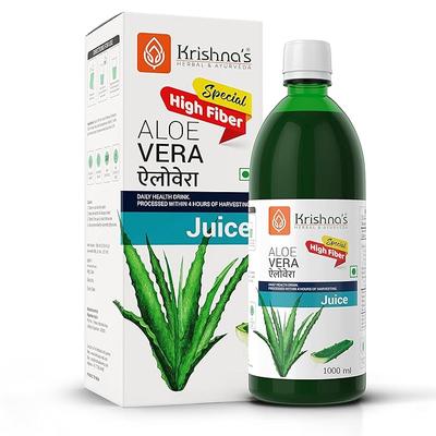 Krishna's Special Aloe Vera High Fiber Juice - 1 L (Pack of 1) | From Deserts of Rajasthan | Sugar Free | Daily Health Drink | Rejuvenates Skin & Hair