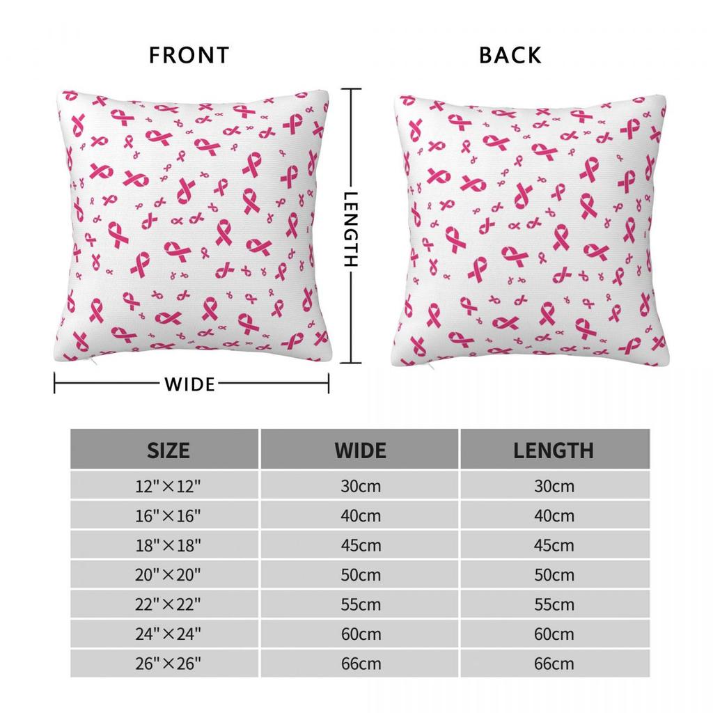 Pink Ribbon Throw Pillow Cover Polyester Throw Pillow Breast Cancer Awareness Vintage Cushion Covers