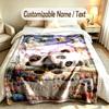 Panda Theme Custom Blanket Personalized Name & Text Customized Soft Warm Throw Blanket Home Decor
