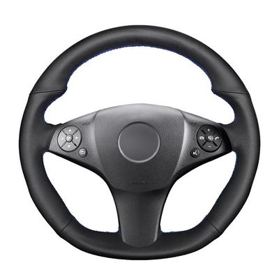 Black Faux Leather Car Steering Wheel Cover for Mercedes Benz C63 SL65 SLK55 AMG R230 C219 W204 W212 C197 R197 2008-2015
