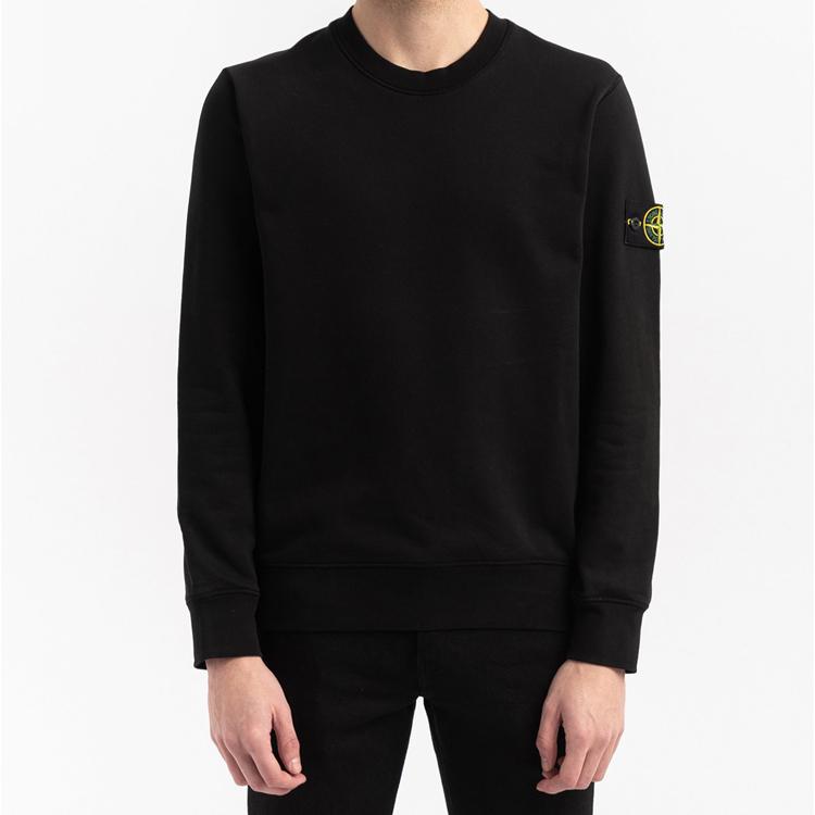 Stone Island 72156 Garment Dyed Cotton Crewneck Black Unisex Streetwear 721563051-V0029