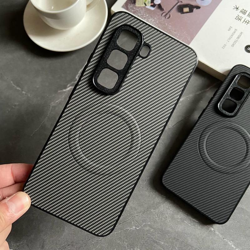 Magnetic Case for Infinix Hot 60 Pro 60i 50 Pro 50i Plus 4G 5G Cover PU Leather Carbon Fiber Texture Mag-safe Full Camera Shell