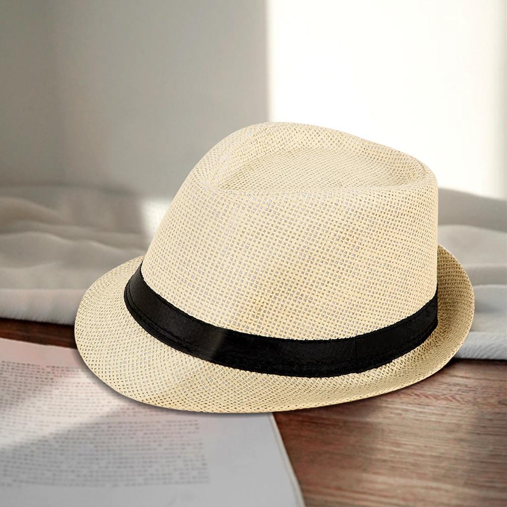Fashion Sun Hat Unisex British Style Outdoor Straw Beach Hat for Men Women Summer Sun Protection Wide Brim Hat