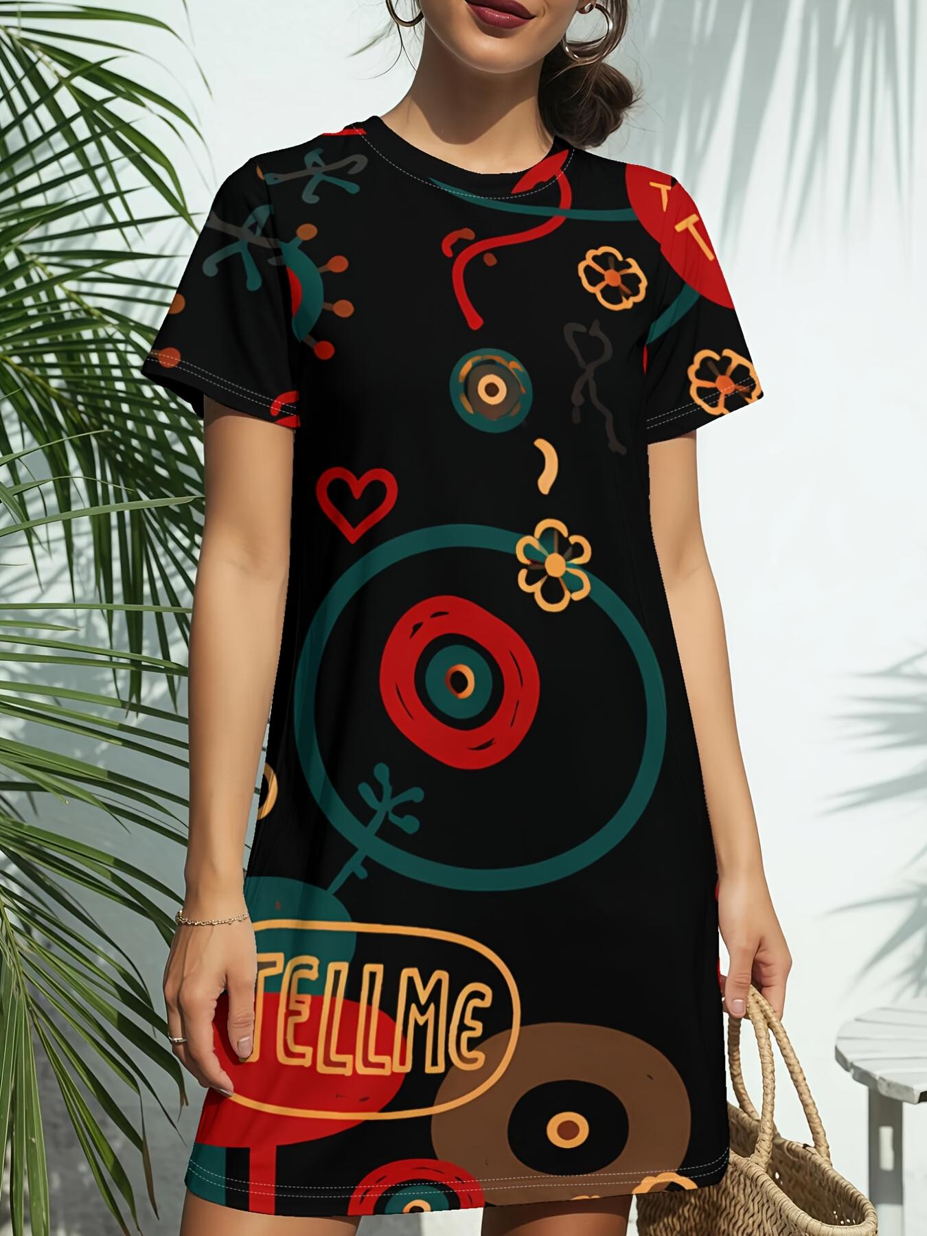 

Retro Toy Fun PrintNew Women s Round Neck Short Sleeve T-Shirt Dress. American Style Trend Digital Printing. Casual and Versatile for Spring and Summe 9XL дубильна кора