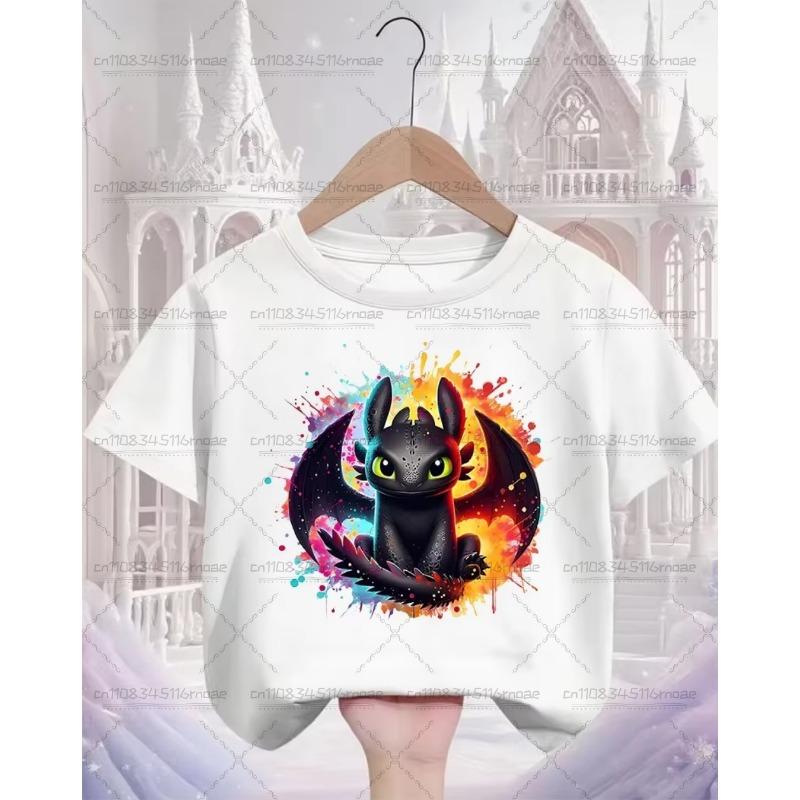 Summer Cute Toothless Cartoon Cotton T-shirt for Boys and Girls Fashionable Street Hot Casual Round Neck for Children