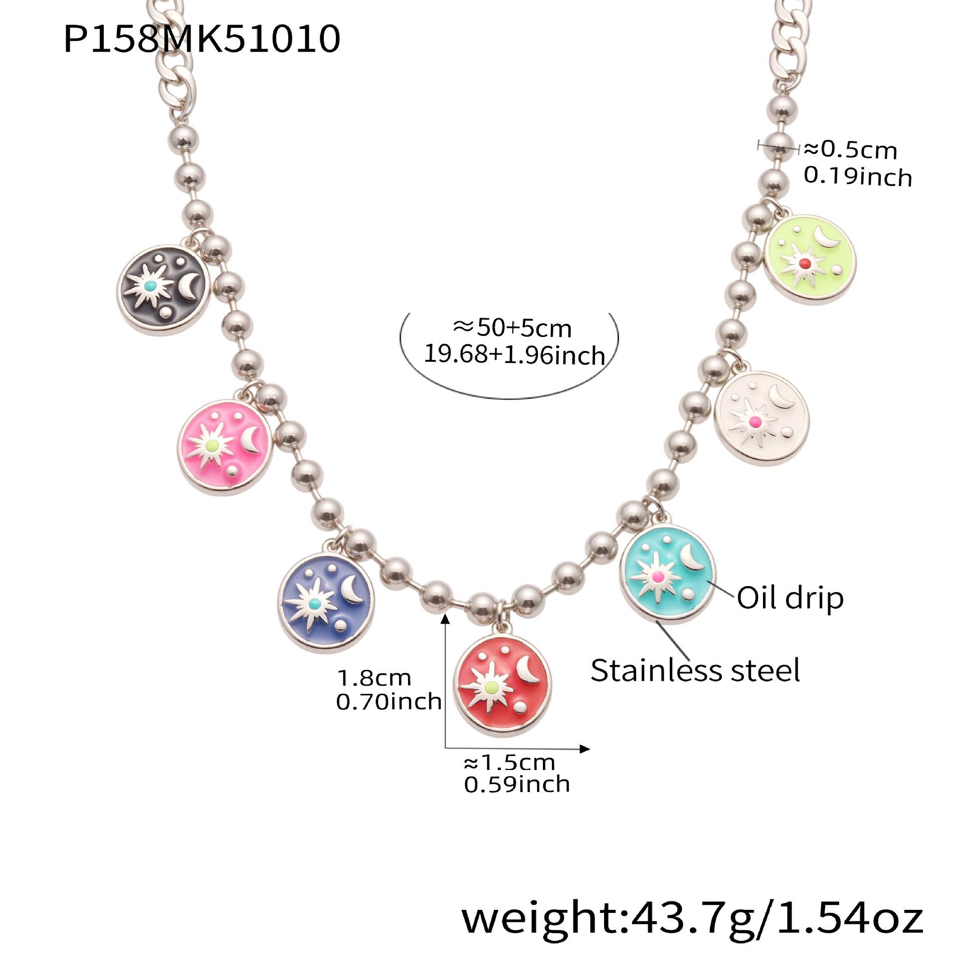 Cross-Border Steel Bead Oil Drip Clavicle Chain - DIY Multi-Pendant Fashion Steel Chain Jewelry