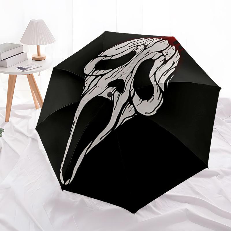 1 Stück Scream Maske Automatisches Öffnen/Schließen Regenschirm Faltregenschirm, Tragbarer Kompakter Reise Regenschirm, Geburtstags-/Weihnachtsgeschenk für Männer & Frauen L1110y41
