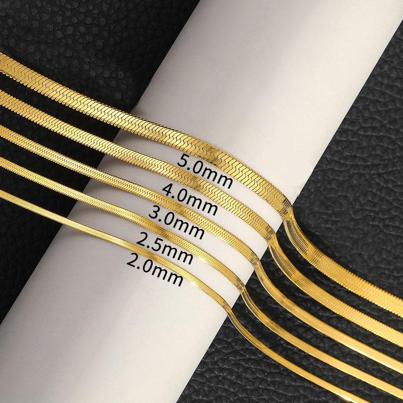 Personality Simple All-Match Hip-Hop Clavicle Chain Light Luxury European American Titanium Steel Non-Fade Flat Snake Bone Chain