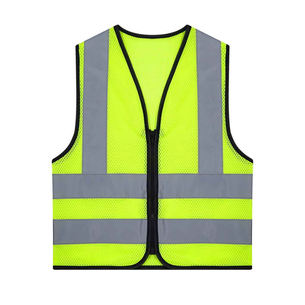 Unisex Kids Safety Vest Sleeveless Zipper Front High Visibility Reflective Design Volunteer Activities