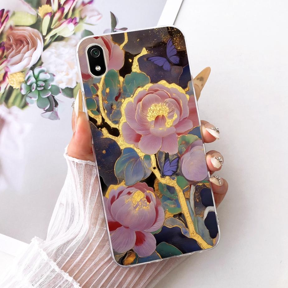 For Xiaomi Redmi 7A Case Luxury Flowers Butterfly Painted Cover Soft Silicone Case For Xiaomi Redmi 7 7A Redmi7 A Redmi7A Fundas