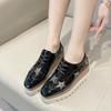 Fashion Anti Slip Thick Soled Shoes for Women Lace Up Patent Leather Star Casual Shoes Suqare Toe Elegant High Heel Pumps Size 34-40