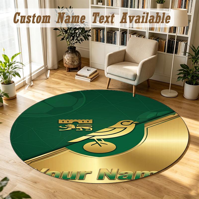 Round Rug Custom NameNorwich City Pattern Non Slip Carpet Home Floor Decor